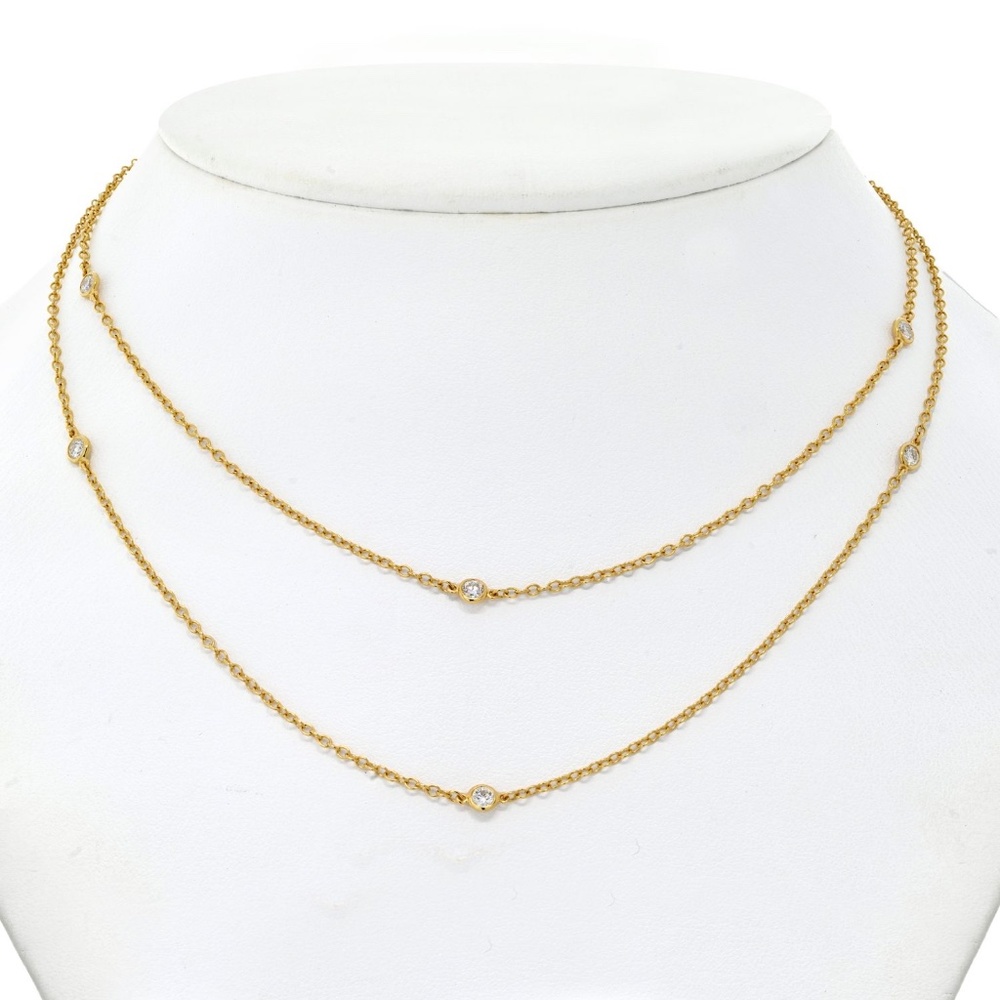 Tiffany & Co. 18K Yellow Gold 10 Diamond By The Yard Elsa Peretti Necklace